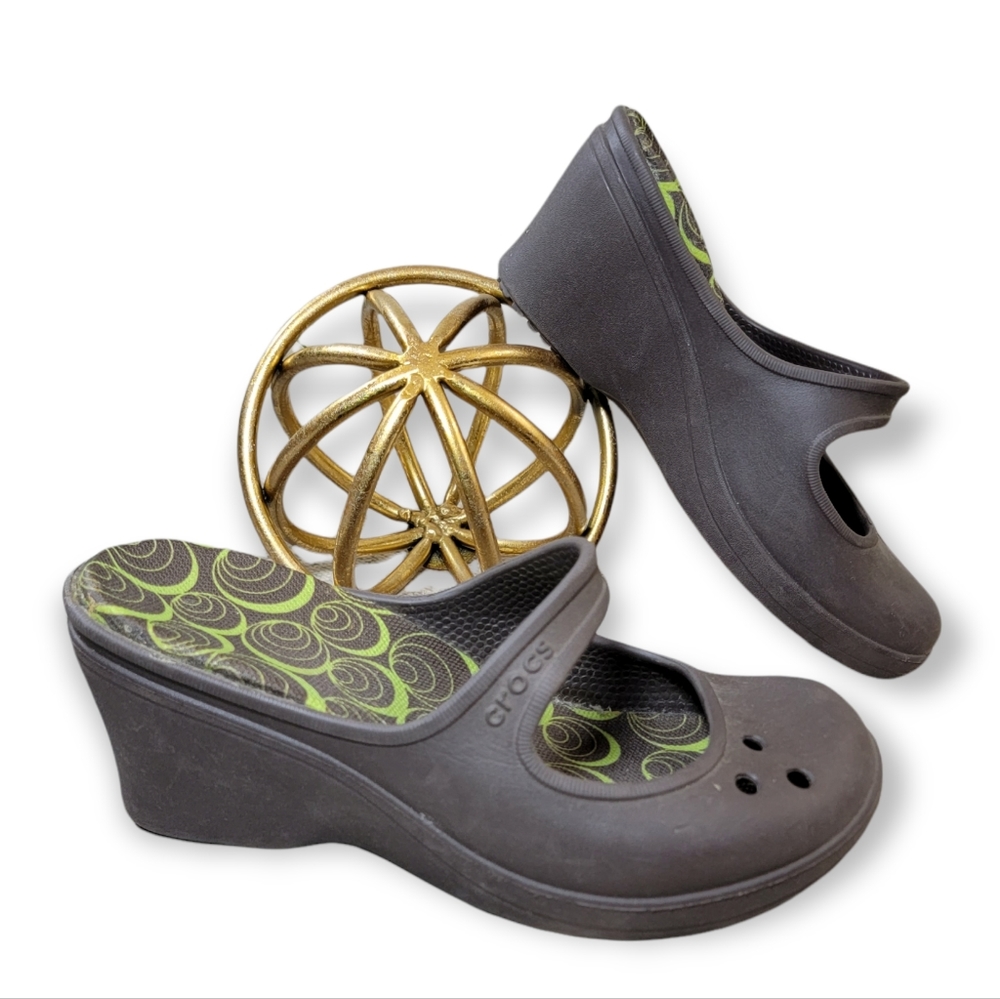 Crocs | 7 Frances Mary Jane Brown Wedge Mules